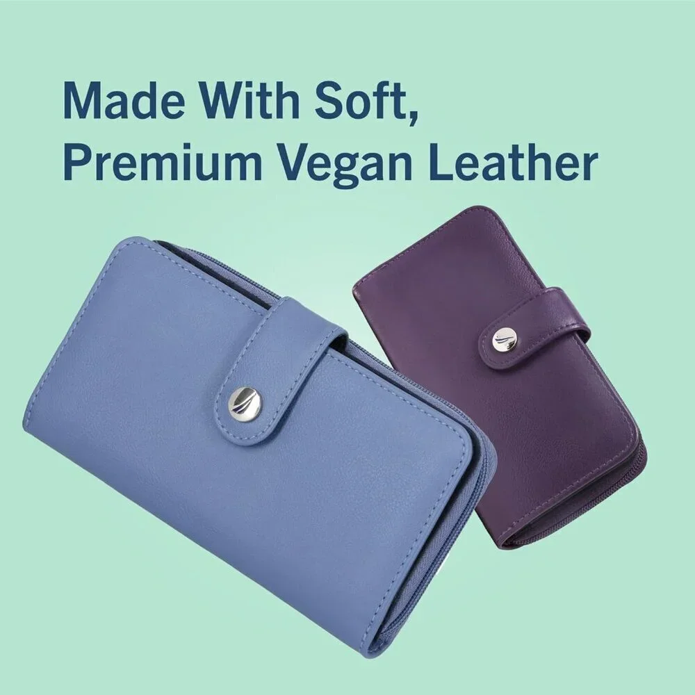 Be Shore Vegan Leather Zip Wallet for Women RFID Clutch Organizer with Phone